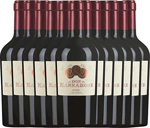 Don Mannarone Rosso Terre Siciliane von Mánnara - Rotwein 12 x 0,75l 2020 VINELLO - 12er - Weinpaket inkl. kostenlosem VINELLO.weinausgießer von Mánnara