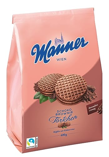 Manner Törtchen | knusprige kakao Kekse mit Schoko Brownie Füllung | 1er Pack (400 g) von Manner WIEN