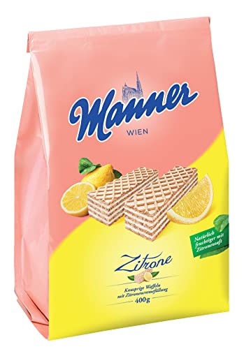 Manner Zitronen-Waffeln | vegane knusprige Waffeln mit Zitronencreme | 1er Pack (400 g) von Manner WIEN