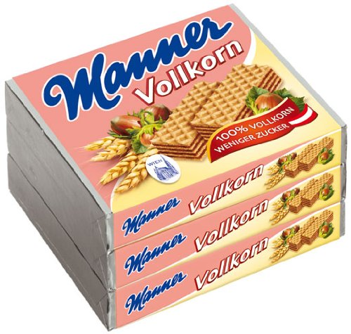 Manner Original Neapolitaner Schnitten Vollkorn, 3er Packung - 225gr von Manner