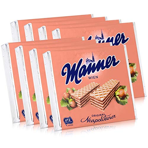 Manner Wien Neapolitaner 75g - Waffeln mit Haselnussfüllung (8er Pack) von manner