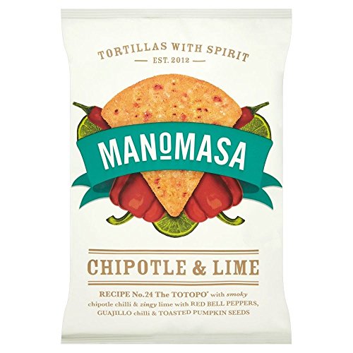 Manomasa Tortilla Chips - Chipotle & Lime (160g) - Packung mit 2 von Manomasa