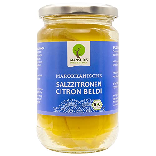 Mansuris - eingelegte Bio Zitronen in Meersalz - Citron Beldi -BIO Salzzitronen, In Salzlake eingelegte marokkanische Zitronen für Tajine Couscous, vegan, glutenfrei in 350 g Glas Mansuris - eingelegte Bio Zitronen in Meersalz - Citron Beldi -BIO Salzzitronen, In Salzlake eingelegte marokkanische Zitronen für Tajine Couscous, vegan, glutenfrei in 350 g Glas von Mansuris