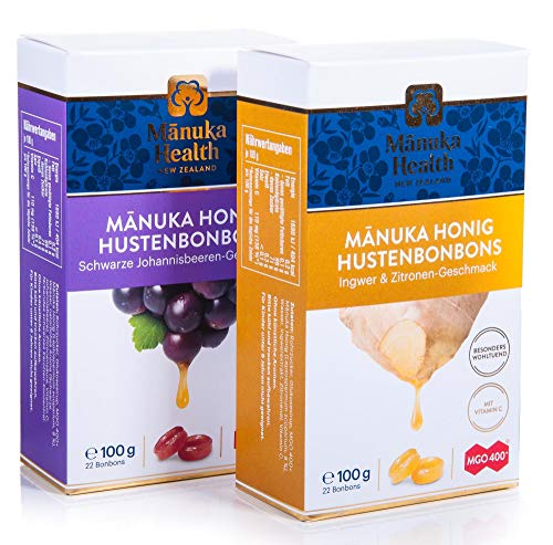 Manuka Health Lutschbonbons 2er Set Zitrone Ingwer & Johannisbeere MGO400+ (2 x 100 g) von Manuka Health