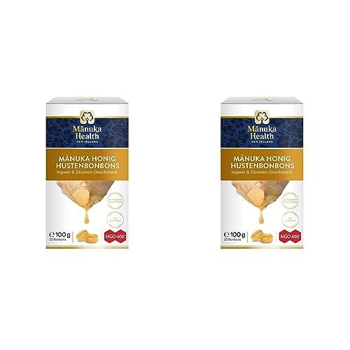Manuka Health - MGO 400+ Ingwer-Zitrone Lutschbonbons (100 g) - 100% Pur aus Neuseeland mit zertifiziertem Methylglyoxal Gehalt und Vitamin C Bonbons (Packung mit 2) von Manuka Health