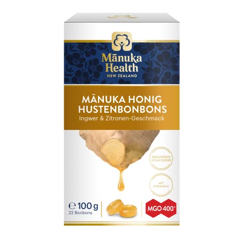 Manuka Health - MGO 400+ Ingwer-Zitrone Lutschbonbons (100 g) - 100% Pur aus Neuseeland mit zertifiziertem Methylglyoxal Gehalt und Vitamin C Bonbons von Manuka Health