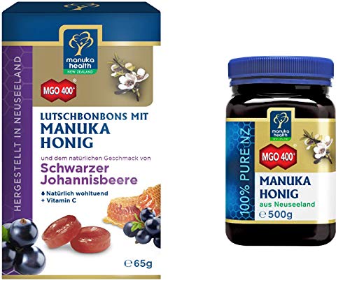 Manuka Health Set - Manuka Honig MGO 400+ (500g) & Schwarze Johannisbeere Lutschbonbons (100 g) von Manuka Health