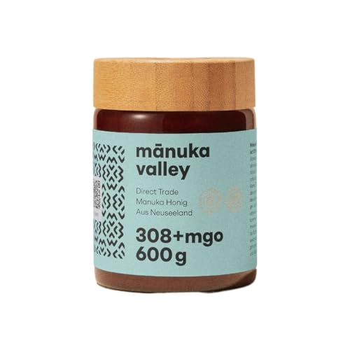 MANUKA VALLEY | 308+mgo Manuka Honig | 100% natürlicher neuseeländischer Manuka-Honig | Cremiger, sanfter und traumhaft süßer Manukahonig | Inhalt: (600 g) von Mānuka Valley