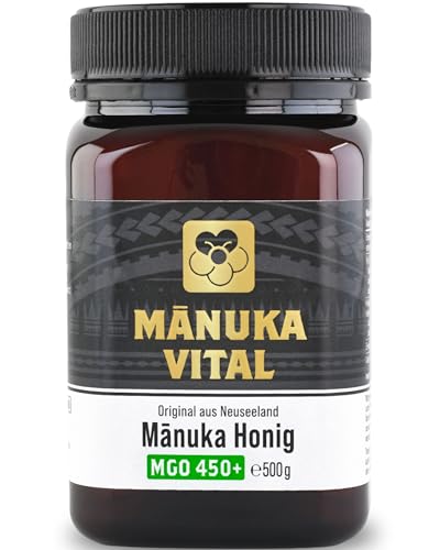 Manuka Honig 450 + MGO (500g) - MANUKA VITAL Laborgeprüft & Zertifiziert | Original aus Neuseeland | Premium Manuka Honig | Manuka 450 statt nur Manuka 400 von Manuka Vital