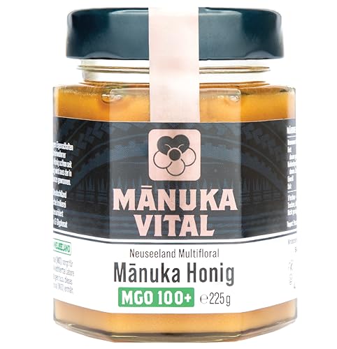 MANUKA VITAL Manuka Honig MGO 100+ 225g - aus Neuseeland zertifiziert | 100% Natürlich | Original von Manuka Vital