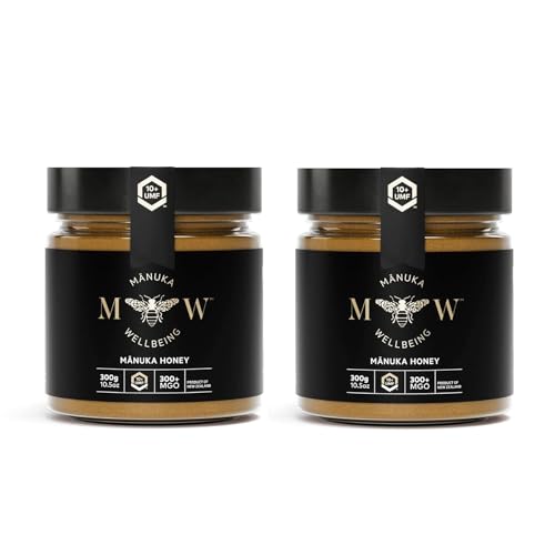 Wellbeing UMF-Manuka Honig MGO 300+ (UMF 10+)|600g = (2 x 300g)| MGO & UMF-zertifiziert | Hochqualitativ und Monofloral | Hergestellt, Zertifiziert und Verpackt in Neuseeland | Im Glas | Von NZfyMe von Manuka Wellbeing