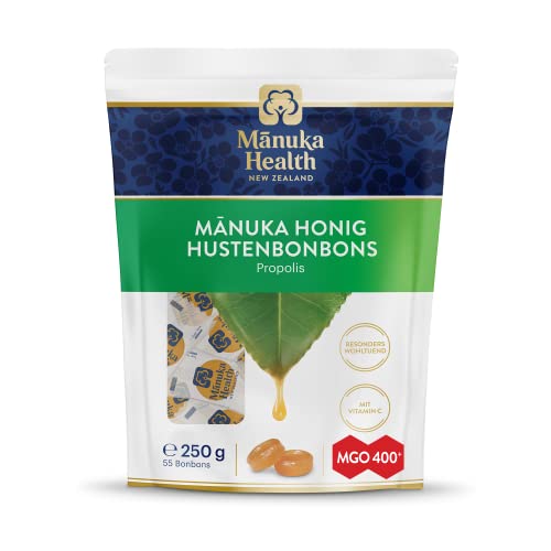 Manuka Health - MGO 400 + Lutschbonbons mit Propolis 250 g - 100% Pur aus Neuseeland mit zertifiziertem Methylglyoxal Gehalt und Vitamin C Bonbons von Manuka Health