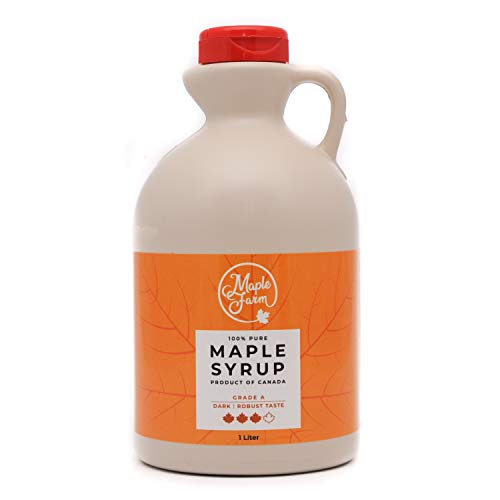 MapleFarm - Reiner kanadischer Ahornsirup Klasse A, Dunkel - Kräftiger Geschmack - Karaffe 1 l (1er Pack) - Pure maple syrup - Ahornsaft von MapleFarm