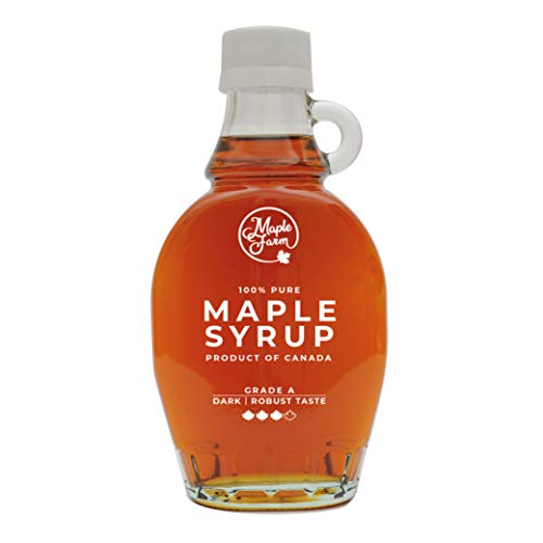 MapleFarm - Reiner kanadischer Ahornsirup Klasse A, Dunkler kräftiger Geschmack - Flasche 189 ml (250 g) - Pure maple syrup - Ahornsaft von MapleFarm