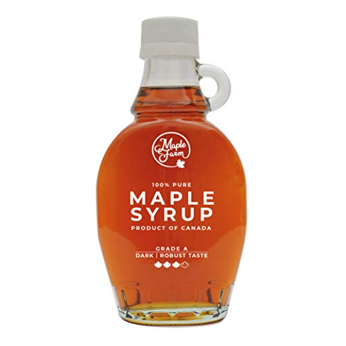 MapleFarm - Reiner kanadischer Ahornsirup Dark Klasse A, Dunkel - Kräftiger Geschmack - Flasche 189 ml (250 g) - Pure maple syrup - Ahornsaft von MapleFarm
