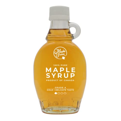 MapleFarm - Reiner kanadischer Ahornsirup Gold - Zarter Geschmack, Klasse A - Flasche 189 ml (250 g) - Pure maple syrup - Ahornsaft von MapleFarm