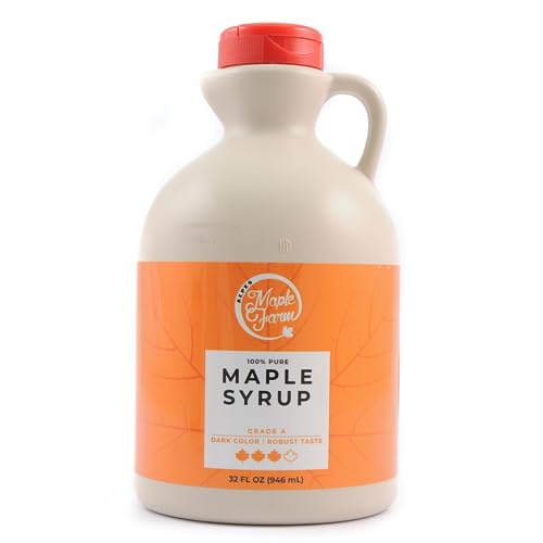 MapleFarm - Reiner kanadischer Ahornsirup Klasse A, Dunkler kräftiger Geschmack - Karaffe 946 ml (1er Pack) - Pure maple syrup - Ahornsaft von MapleFarm