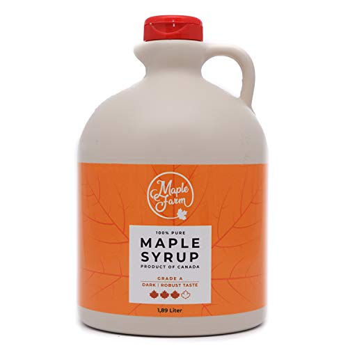 MapleFarm - Reiner kanadischer Ahornsirup Klasse A, Dunkler kräftiger Geschmack - Karaffe 1,89 l (1er Pack) - Pure maple syrup - Ahornsaft von MapleFarm