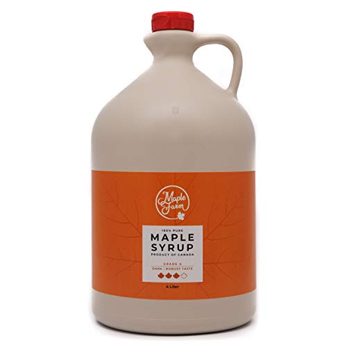 MapleFarm - Reiner kanadischer Ahornsirup Klasse A, Dunkler kräftiger Geschmack - Karaffe 4 l (1er Pack) - Pure maple syrup - Ahornsaft von MapleFarm