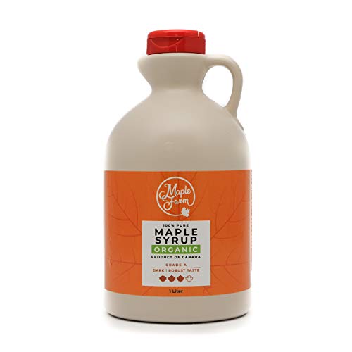 BIO Ahornsirup Grad A (Dark, Robust taste) - 1 Liter (1,320 Kg) – GLUTEN FREE - VEGAN - Organic Maple Syrup - BIO Ahornsirup - ahornsirup Kanada - pancake sirup - ahorn sirup - reiner ahornsirup von MapleFarm