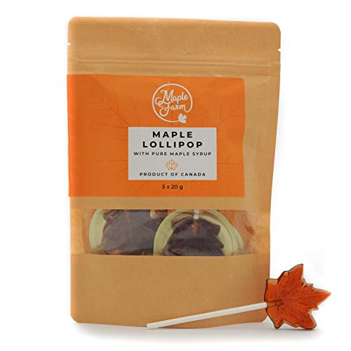 MapleFarm - Ahorn Lutscher - Ahornsirup Süßigkeiten - Ahorn Süßigkeiten - Maple lollipop - Maple leaf lollipop - Lollipop with maple syrup 100g von MapleFarm