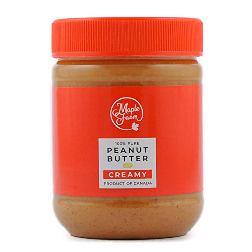 MapleFarm - Erdnussbutter Natürliche Ohne Zusätze. 325g - Erdnussmus Ohne Salz, Zucker, Palmfett - protein creme - powdered peanut butter - PURE PEANUT BUTTER - SMOOTH (CREAMY) von MapleFarm