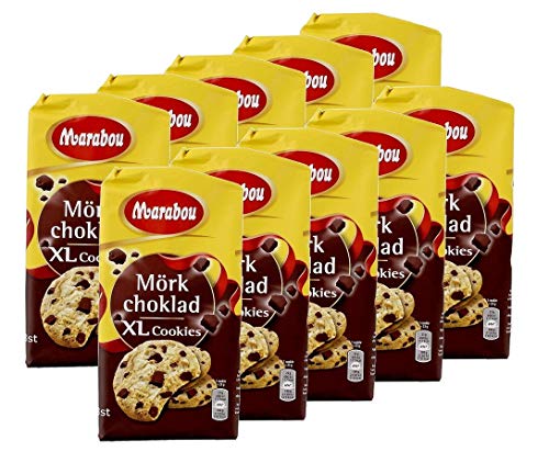 Marabou Cookies Zartbitter 184 g / XL Cookies Mörk choklad / Kekse mit mit Splittern von dunkler Schokolade, 10 er Pack, ( 10 x 184g ) von Marabou