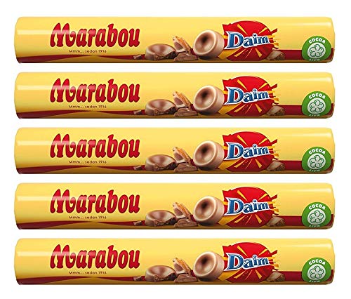 Marabou Daim Mjölkchoklad - Original Schwedisch Milchschokolade Rolle 67g x 5 Stück von Marabou