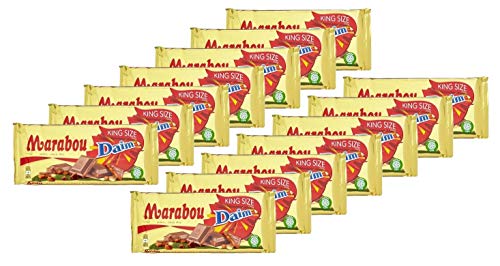 Marabou Daim Schokolade 250 g - zartschmelzende Milchschokolade mit Mandelkaramellstückchen - einzigartig leckere schwedische Süßigkeit - Daim, 14er Pack, (14x250g) von Marabou