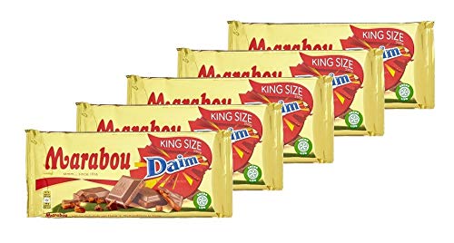 Marabou Daim Schokolade 250 g - zartschmelzende Milchschokolade mit Mandelkaramellstückchen - einzigartig leckere schwedische Süßigkeit - Daim, 5er Pack, (5x250g) von Marabou