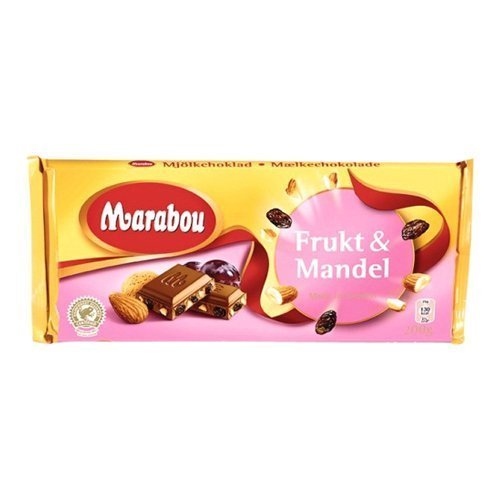 Marabou Frukt & Mandel 200g - Milchschokolade mit Mandeln & Rosinen (3er Pack) von Marabou
