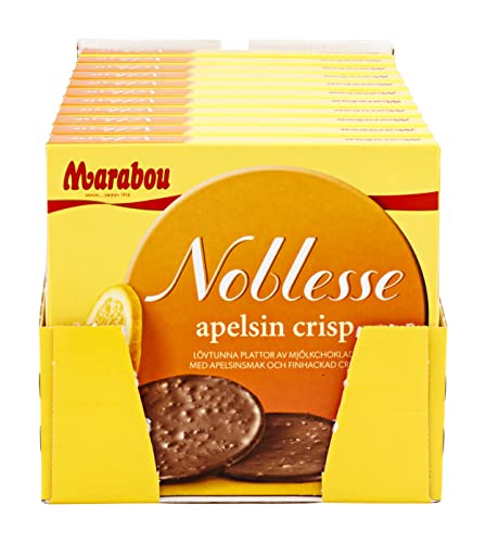 Marabou Noblesse Orange– zarte Marabou Schokolade trifft auf Knuspermais – Perfekt auch zum Dekorieren von Kuchen und Torten, 12 x 150 g von Marabou