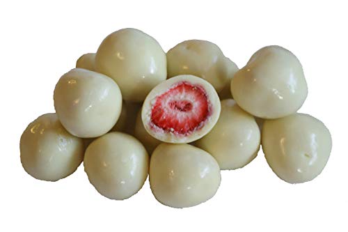 Erdbeeren in feiner weißen Schokolade, gefriergetrocknete Erdbeeren im weißen Schoko Mantel, leckerer Trockenfrüchte Schoko Snack, Einzelpack/250g von Maracus Fancy Fruits