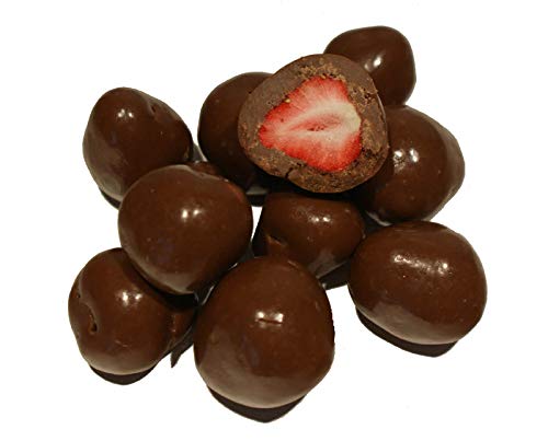 Schoko Erdbeeren, gefriergetrocknete Erdbeeren in zarter Vollmilchschokolade, intensiv aromatischer knabber Snack aus der Natur, leckere Erdbeere in knackiger Schokolade, Schoko Früchte, 250g von Dttra