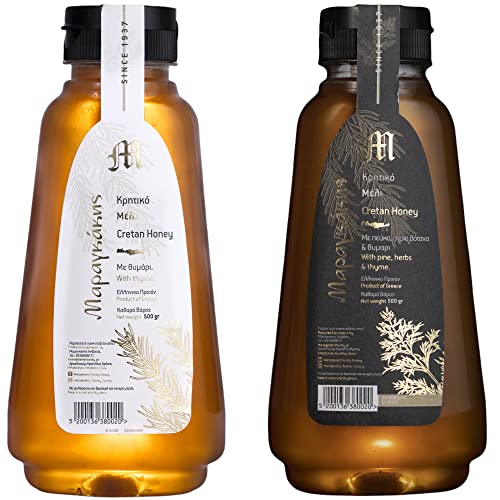 Kretischer Honig Kiefer Wildkräuter und Thymian - Hochwertiger Premium Honig aus Kreta | Traditionelle Imkerei Maragkakis | Natürlicher Geschmack | je 500g Thymian und Wildkräuter Kretischer Honig Kiefer Wildkräuter und Thymian - Hochwertiger Premium Honig aus Kreta | Traditionelle Imkerei Maragkakis | Natürlicher Geschmack | je 500g Thymian und Wildkräuter von Maragkakis Family