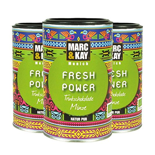 Marc & Kay Fresh Power Trinkschokolade Minze, Bio-Kakao, 250g, 3er Pack von Marc & Kay