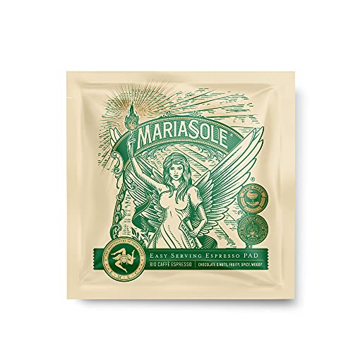 Mariasole Caffè Espresso Bio E.S.E Pads 50 Stück je 7g - Kaffeepads ESE - Traditionelle Röstung in Sizilien über Holzfeuer in Handarbeit von MariaSole