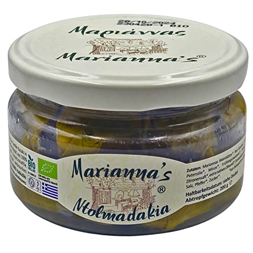 Marianna's Greek Organic Gefüllte Weinblätter mit Reis - Griechische Dolmadakia 200 g von Marianna's
