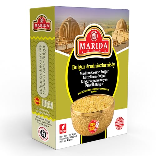 Marida Bulgur Mittelgrob – Hochwertiger Weizengrieß – Ideal für Gesunde Ernährung und Vielseitige Gerichte – Reich an Ballaststoffen und Nährstoffen – 1000g von Marida