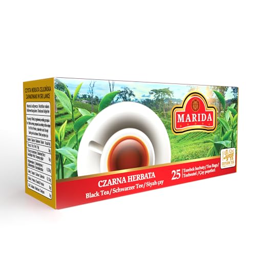 Marida Schwarzer Teebeutel - Natürliches Aroma - Hochwertige Qualität - Entspannender Genuss für Jeden Tag - 25 Beutel - 1 Packung von Marida