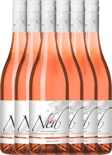 VINELLO 6er Weinpaket Roséwein - The Ned Pinot Rosé 2020 - Marisco mit einem VINELLO.weinausgießer | neuseeländischer Sommerwein | trockener Roséwein aus Neuseeland | 6 x 0,75 Liter von Marisco Vineyards