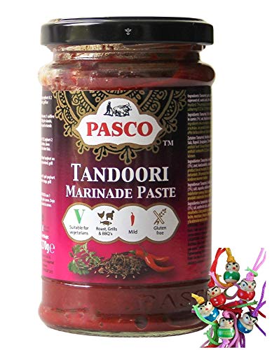 yoaxia ® - [ 270g ] PASCO Tandoori Paste zum Grillen, Braten, Marinieren GLUTENFREI + ein kleines Glückspüppchen - Holzpüppchen von Yoaxia