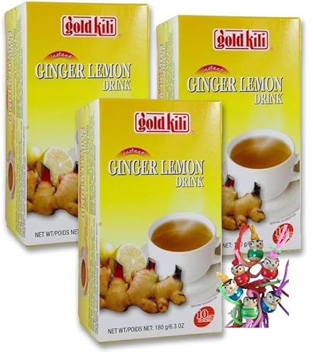 yoaxia ® - 3er Pack - [ 3x 180g (10x18g) ] GOLD KILI Instant INGWER ZITRONEGETRÄNK/Ginger Lemon Drink + ein kleiner Glücksanhänger gratis von Yoaxia