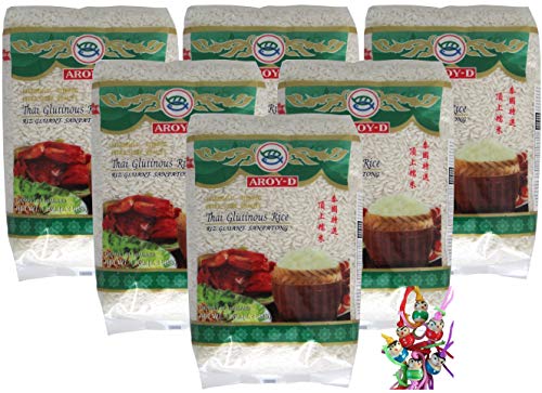 yoaxia ® 6er Pack - [ 6x 1kg ] Klebreis / Thai Glutinous Rice / Extra Super Quality + ein kleines Glückspüppchen - Holzpüppchen von Yoaxia