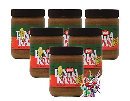 yoaxia ® 6er Pack - [ 6x 500g ] PINDAKAAS Erdnusspaste / Erdnussbutter / Peanut Butter + ein kleines Glückspüppchen - Holzpüppchen von Yoaxia