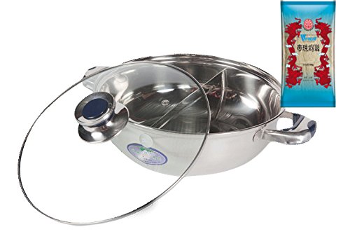 yoaxia ® - [ Ø 32cm ] HOT POT Topf mit 2 Kammern / Feuertopf / Fondue / Shabu Shabu + 1x [ 100g ] DIAMOND BRAND Longkou Vermicelli / Glasnudeln gratis von Yoaxia