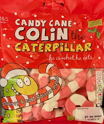 M&S Candy Cane Colin the Caterpillar 150g - Fruchtgummi mit Erdbeer- und Pfefferminzgeschmack | Limited Edition | Vegetarisch von Marks & Spencer