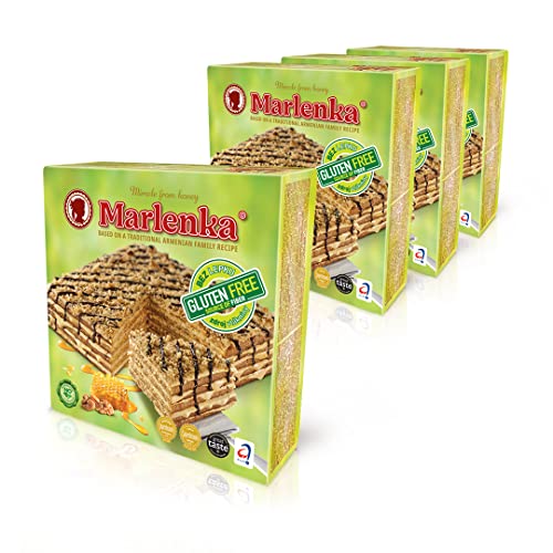 MARLENKA® 3+1 GLUTENFREIER Honigkuchen mit Walnüssen 4 x 800 g | Tschechischer Kuchen für Desserts und Geschenksets | Leckere Honigkuchen Geschenkbox | Honey Cake für besondere Anlässe von Marlenka
