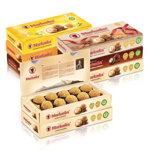 MARLENKA® Honigkugeln - Mix 6 + 2 Pack | Honey Nuggets | Gebäckkugeln mit Honig | 8 x 10 Bälle | 8 x 235g | Süßigkeiten Großpackungen | Lange Haltbarkeit - Ablaufdatum von mindestens 6 Wochen von Marlenka
