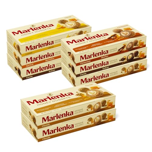 MARLENKA® Honigkugeln - Mix 6 + 2 Pack | Honey Nuggets | Gebäckkugeln mit Honig | 8 x 10 Bälle | 8 x 235g | Süßigkeiten Großpackungen | Lange Haltbarkeit - Ablaufdatum von mindestens 6 Wochen von Marlenka